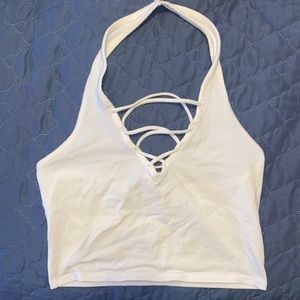 White halter crop top